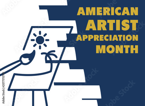 American Artist Appreciation Month vector illustration banner template. August.
