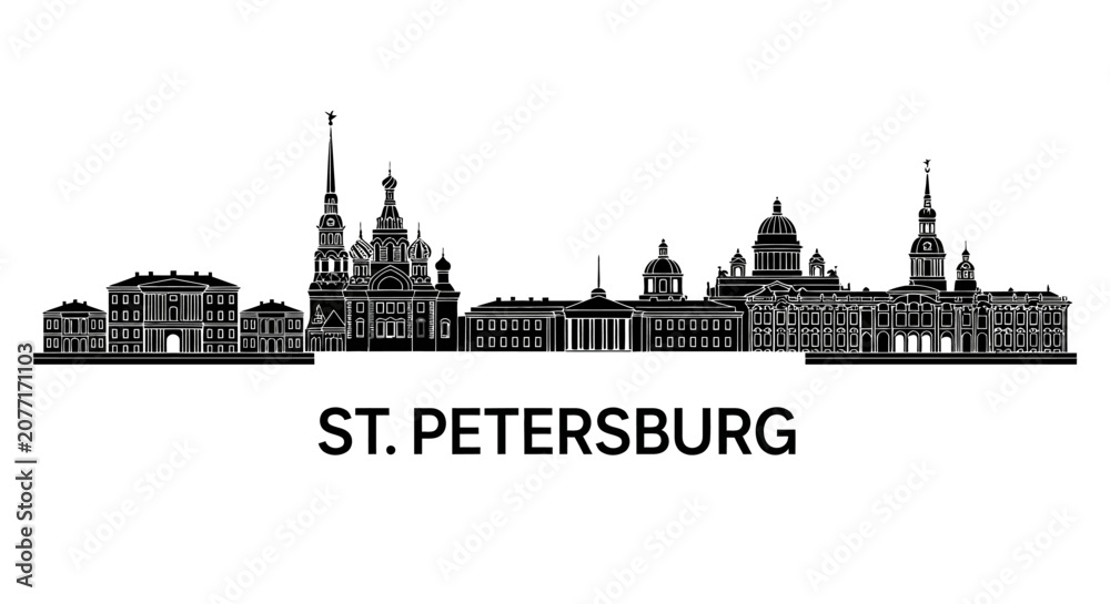 Fototapeta premium St. Petersburg Skyline Silhouette Vector Illustration