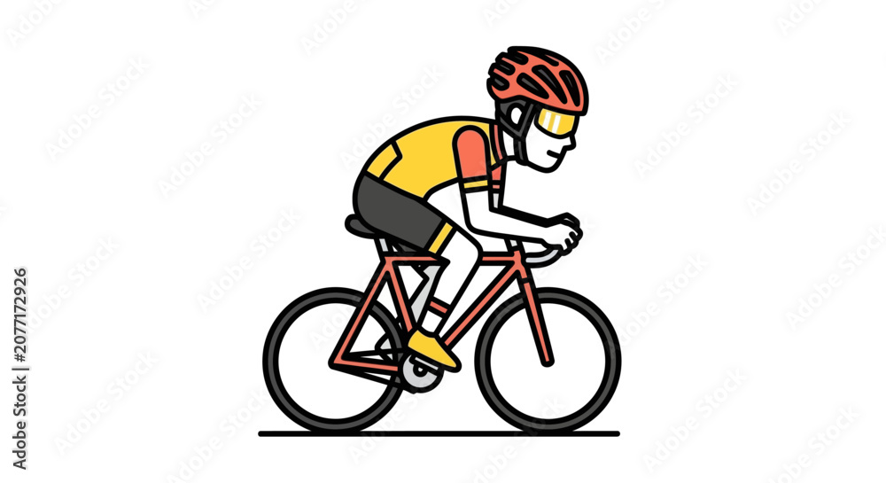 Fototapeta premium Cyclist in action vector illustration of a person riding a bicycle