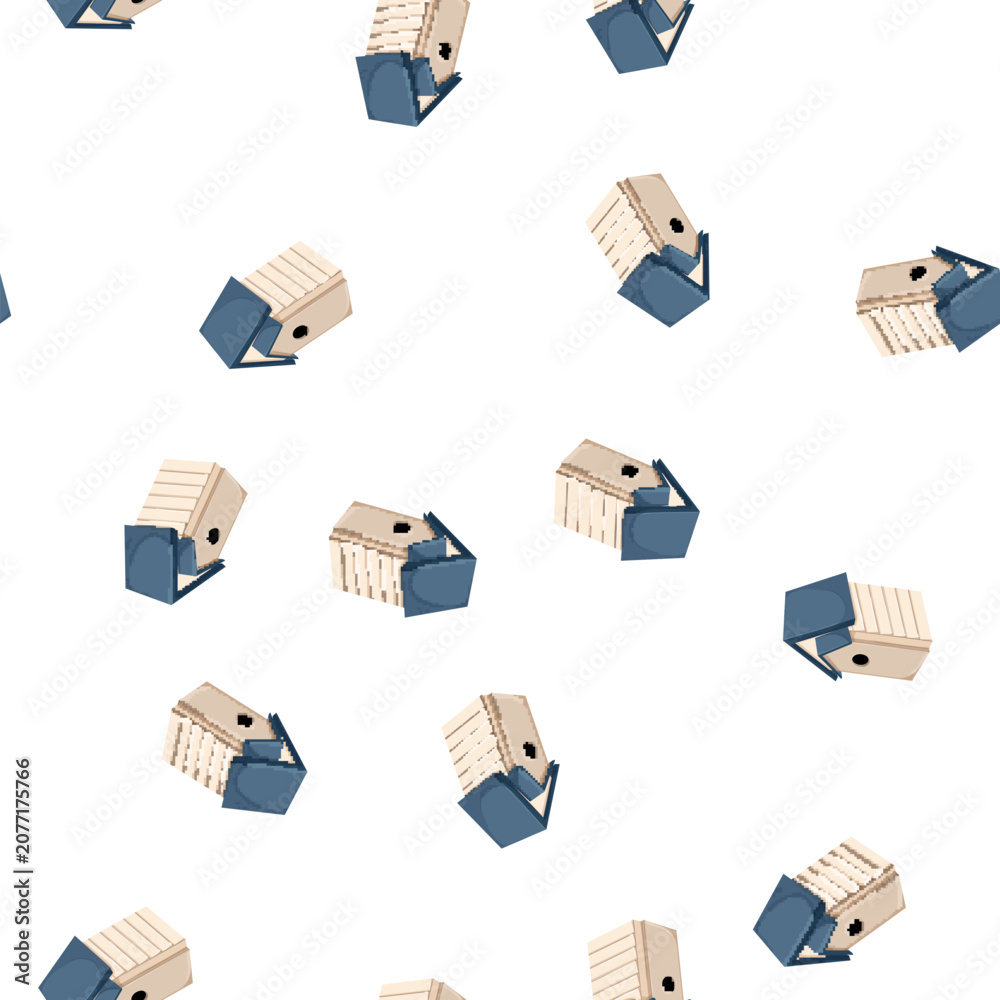 Fototapeta premium pattern spring bird house cartoon. spring bird house sign vector