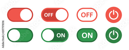 Bild auf Leinwand Power Icon Set Featuring On, Off, and Shutdown Button Symbols for User Interface
