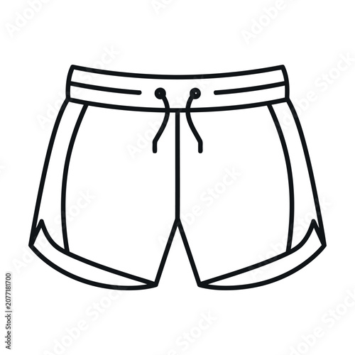 Fotografie Simple black outline vector icon of men swimming shorts with drawstring
