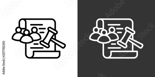 Schilderij op canvas Notary Public Black And White Icon Set Collection Pack Vector Illustration