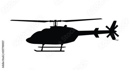 Obraz na plátně Helicopter Silhouette Against White Background A Minimalist Aviation Design