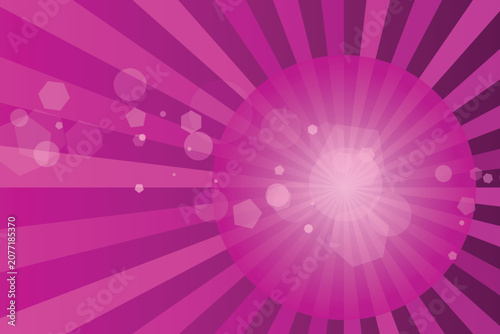 Radiant magenta sunburst with hexagonal bokeh lights hexagons radial