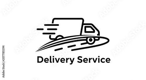 Delivery service icon black and white illustration of a moving truck