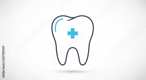 Dental icon tooth with a cross symbol on a white textured background