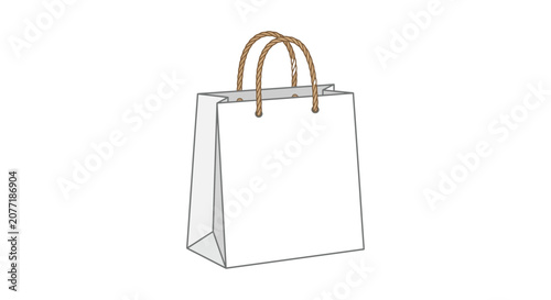 Photography Paper shopping bag with rope handles white background vector illustration carry