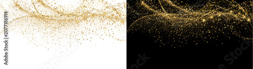 Konstfotografi PNG image of Shimmering golden glitter particles flowing in elegant waves with s