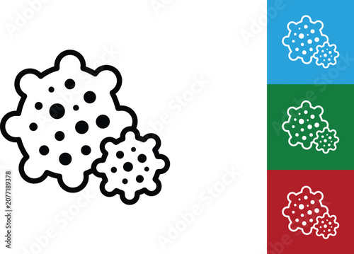 Simple black outline icon of a biological virus cell 