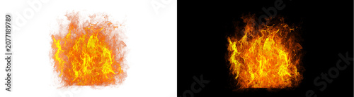 Cuadro en lienzo PNG image of Intense blazing fire with bright yellow and orange flames capturing