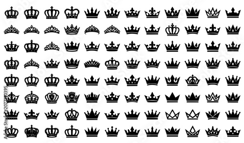 Fotografie Collection of royal crown logos and icons