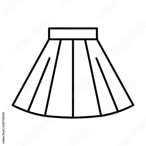 Minimalist pleated skirt line art vector icon for fashion design