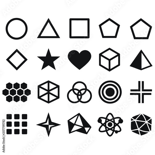 Fotografie Geometry Tools Vector Icon Set