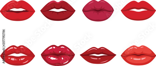 Foto Red and pink lipstick mouth set with glossy and matte finishes