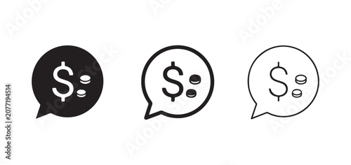 chat bubble icons with dollar sign and coins  financial conversation symbols