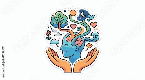 Artistic representation of a serene mind nurtured by supportive hands