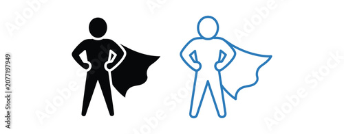 Superhero Icon Set Featuring Hero Cape Symbols for Power, Courage, and Achievement Concepts
