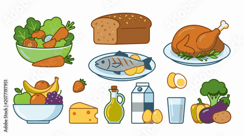 Assorted healthy food items arranged for display