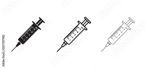medical syringes for injection with needle on white background  medical equipment for doctor or nurse  healthcare and medicine concept
