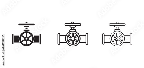 valve icons with wheel handle for pipe and plumbing  industrial symbols for graphic design and engineering applications
