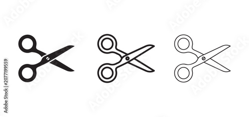 scissor icons in black and white on a plain white background for cutting and crafting tools  for graphic design and editing purposes