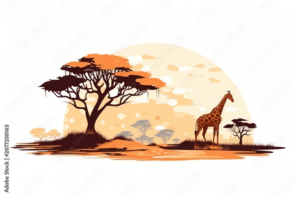 Naklejka premium Savanna wildlife outdoors giraffe.