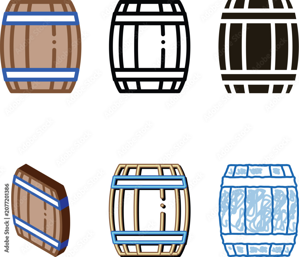 Fototapeta premium multipack Wooden Barrel Icon Vector. Outline Wooden Barrel Sign. Isolated Contour Symbol