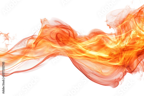 Vibrant orange flame particles on white isolated on transparent background
