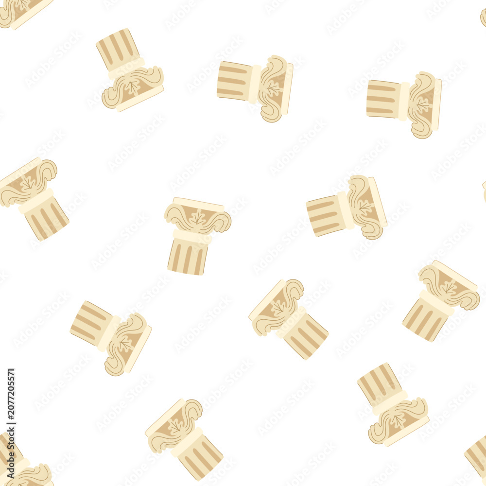 Obraz premium pattern roman column ancient cartoon. antique building, architecture greece, rome sculpture roman column ancient sign. seamless symbol vector illustration