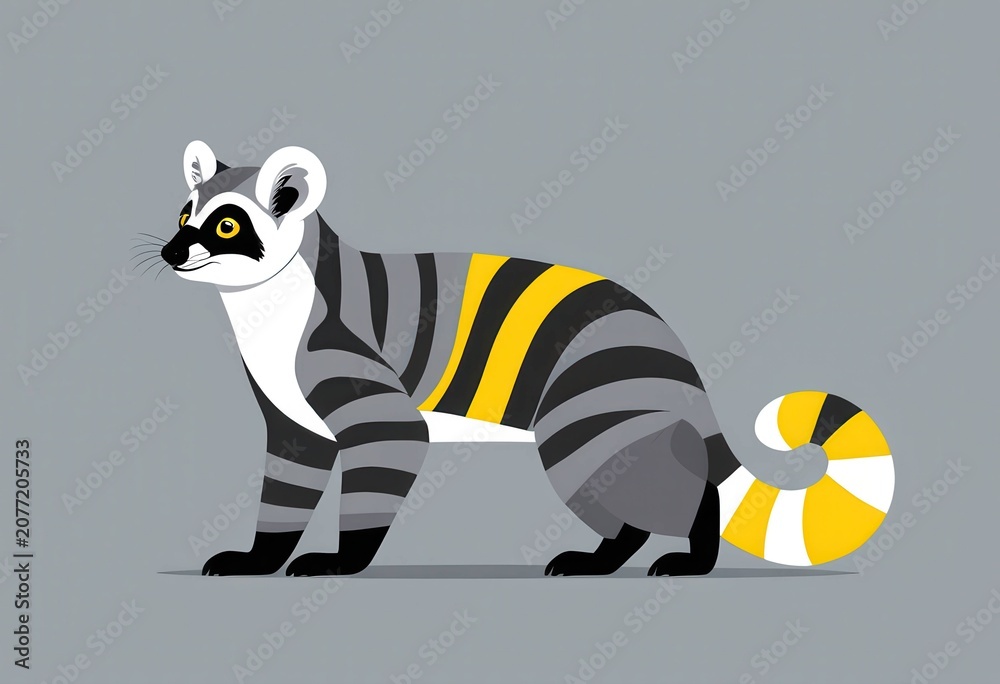 Fototapeta premium Modern African palm civet character inspired by African or Asian wildlife