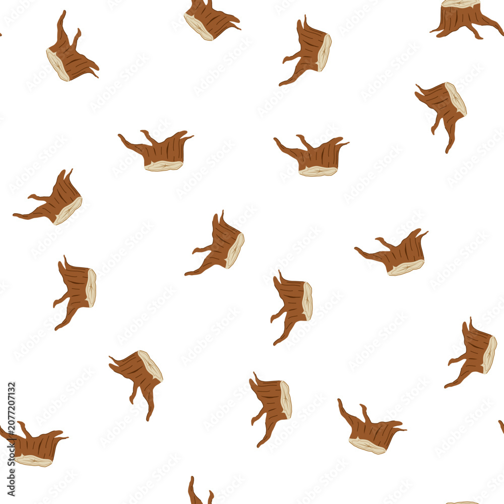 Fototapeta premium pattern nature stump cartoon. trunk growth, wooden stump, texture life nature stump sign. seamless symbol vector illustration