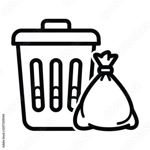 Canvastavla Trash can with garbage bag outside waste bin for disposal