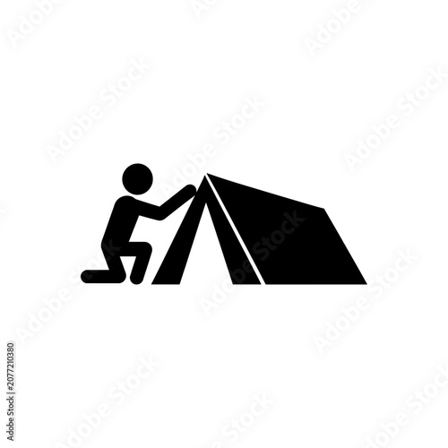 Valokuva Setting Up Tent Icon