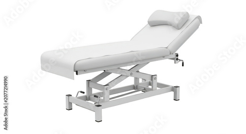 Modern medical examination table with armrests