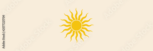 Yellow Sun on Beige Background
