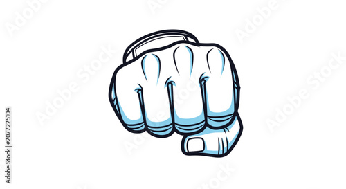 Bold illustration of a clenched fist pointing directly forward in a comic book style for power and recruitment concepts.