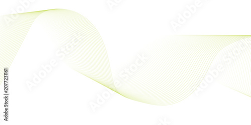Canvas Print Abstract Green and Blue Flowing Wave Background with Light Curves and Dynamic Ve