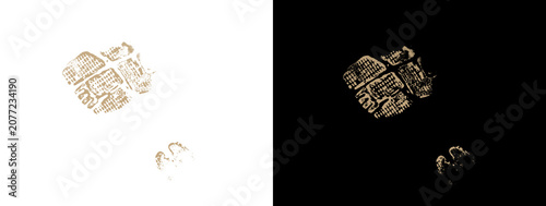 Canvas Print Small Clustered Brown Ink Footprints Set Isolated