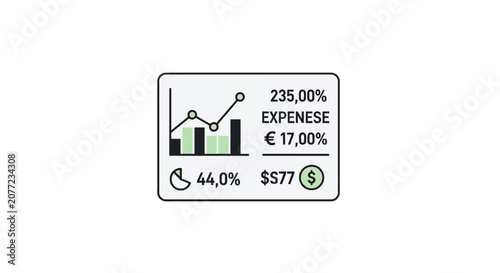 Financial expense dashboard icon with charts.