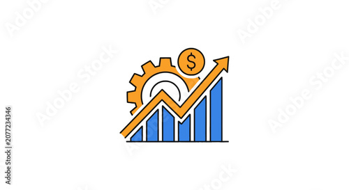Financial growth chart with gear.