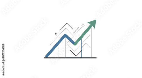 Financial growth chart with upward green arrow.