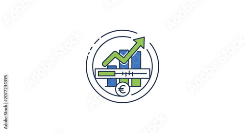 Financial growth gear icon with euro currency symbol.