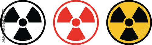 Photos Radiation Warning trefoil symbol icon set featuring nuclear hazard radioactive d