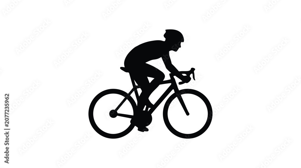 Obraz premium Cyclist riding a road bike a black silhouette against a white background silhouette