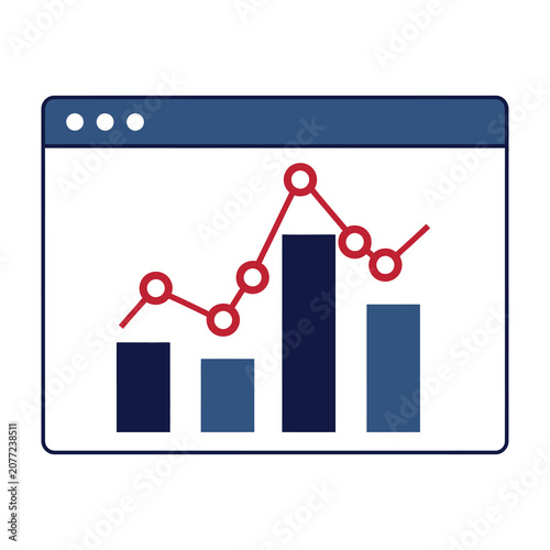 Business Finance Graph Chart Analysis on Computer Screen in Browser Window