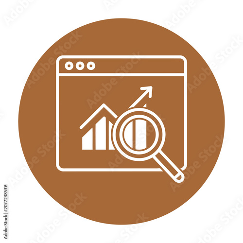 Magnifying glass on graph with arrow on screen