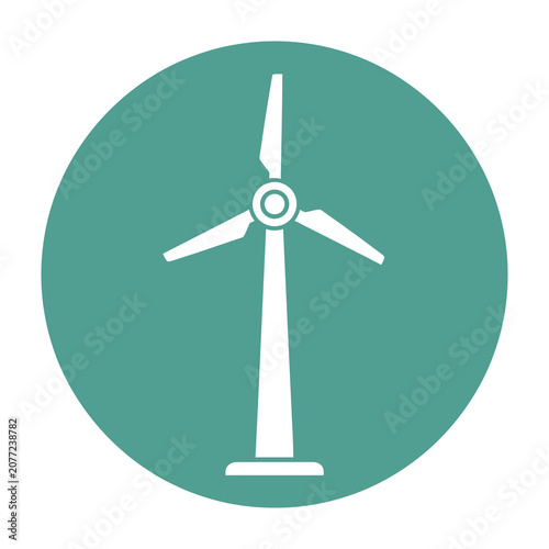 Wind turbine icon on green background for renewable energy and sustainability concepts