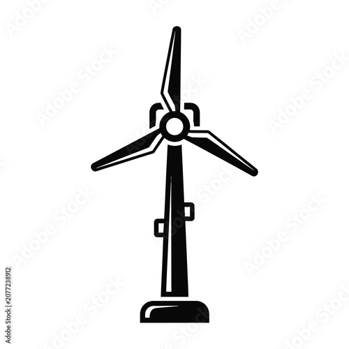 Wind turbine silhouette renewable energy icon