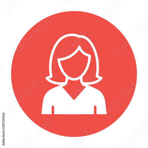 Woman icon in red circle profile symbol
